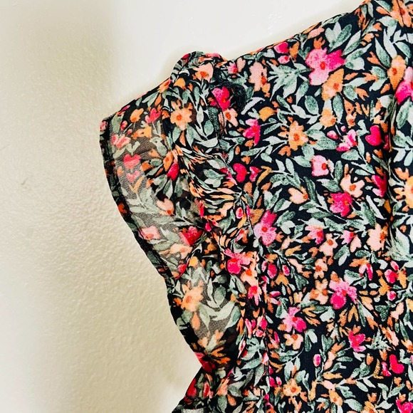 BB Dakota Steve Madden Darcy Midi Dress XS Floral Tiered Peasant Flutter Sleeve - Picture 7 of 9